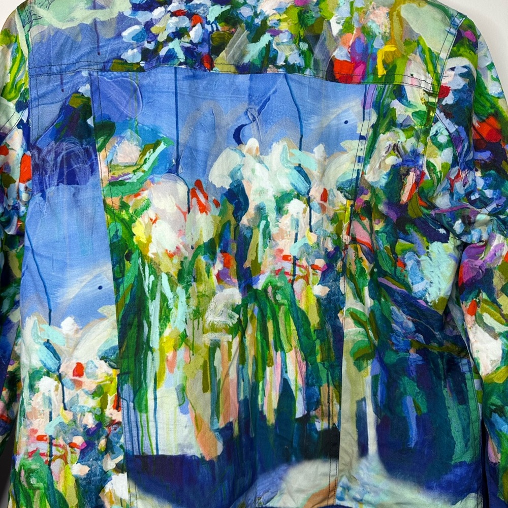 Claire Desjardins Abstract Floral Print Women's Jacket in Blue and Green - Picture 6 of 7